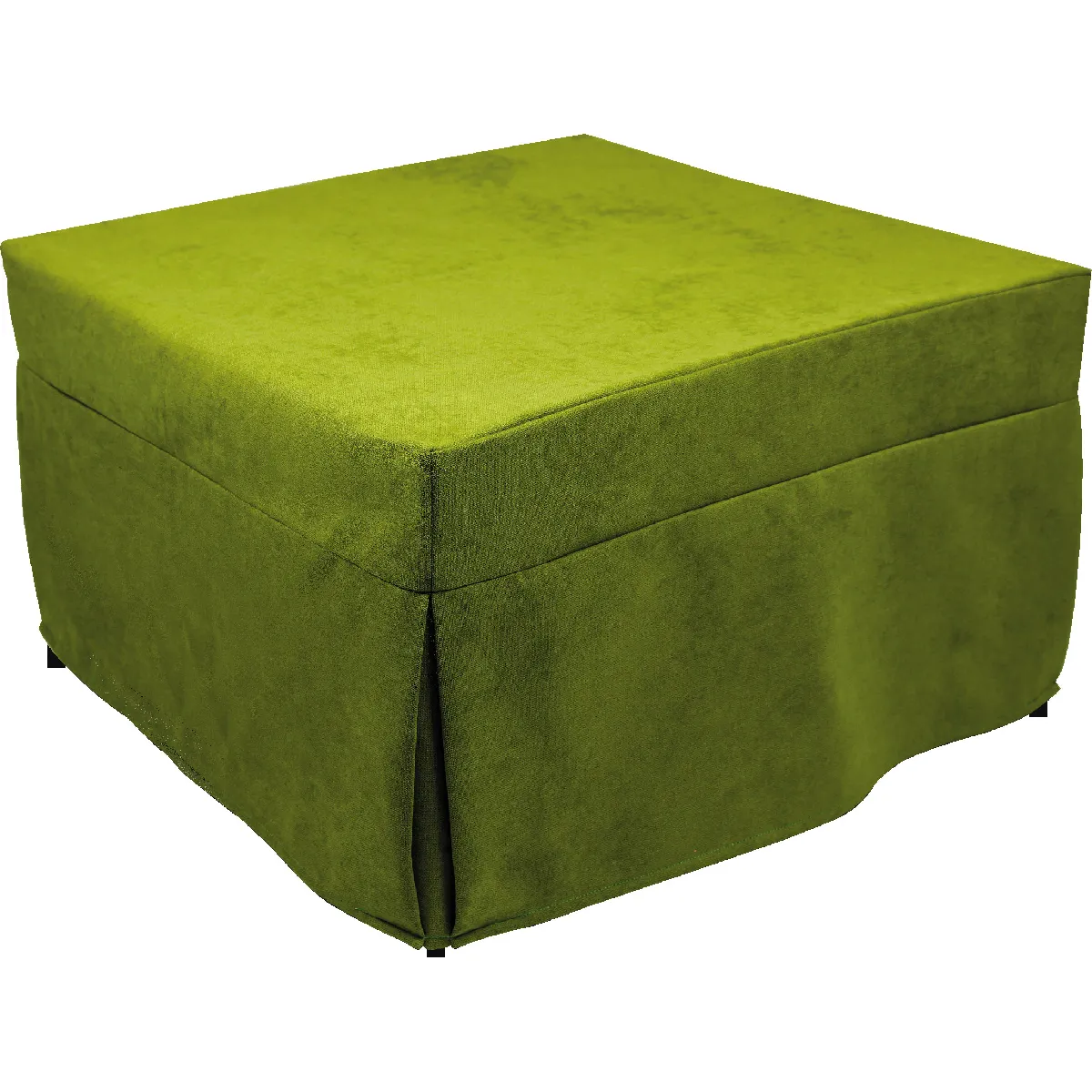 Puof convertible en lit simple, Fabriqué en Italie, Lit pliant, Pouf en tissu amovible et peu encombrant pour le salon, cm 78x78 / 195h45, Vert