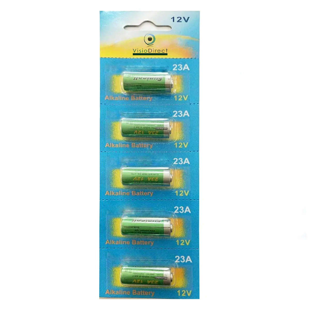 Lot de 5 Piles Alcaline 12V type A23/23A compatibles LRV08/L1028/RVO8/MS21/MN21/E23A/K23A/V23GA/GP23A