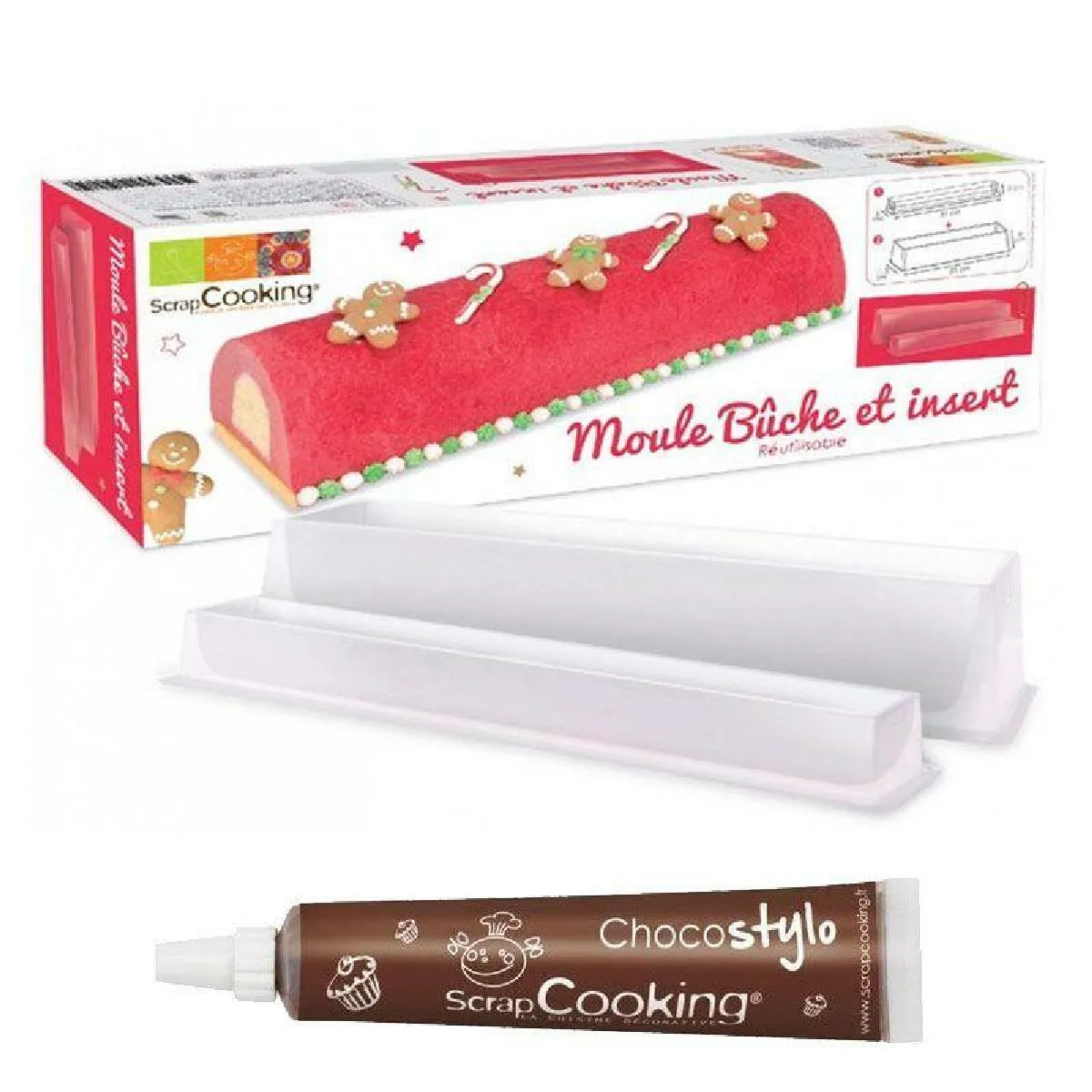 Moule à Bûche de Noël avec insert + 1 Stylo chocolat