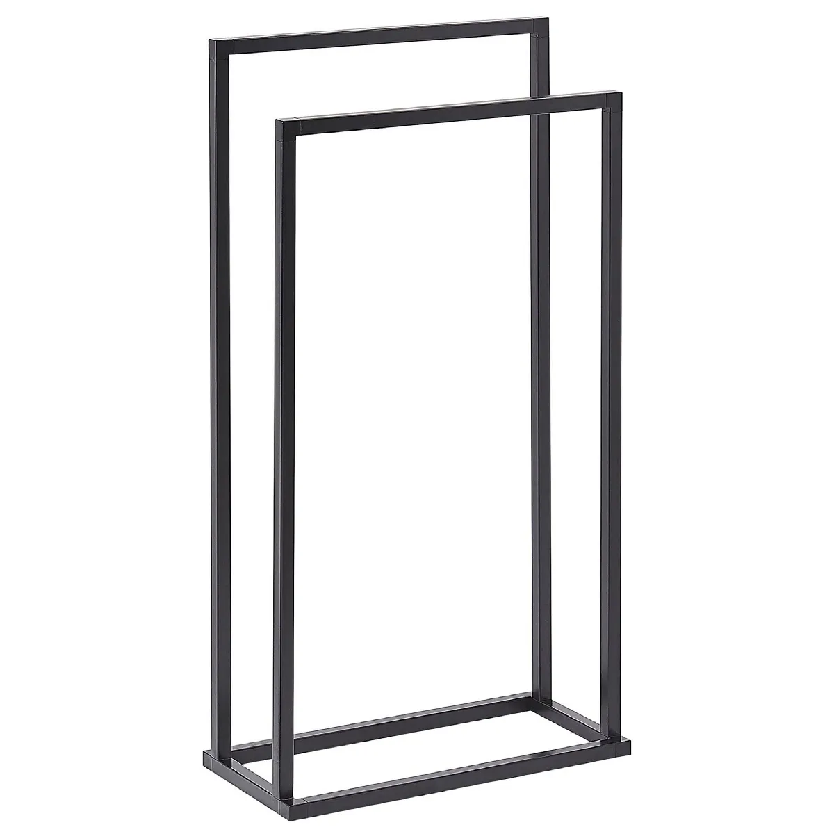 Porte-serviettes sur pied en acier noir 2 barres 45 x 85 cm RECREO