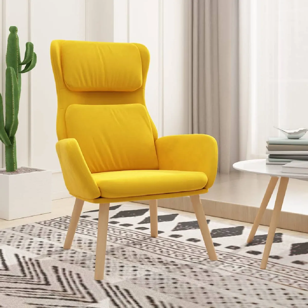 vidaXL Chaise de relaxation Jaune moutarde Velours