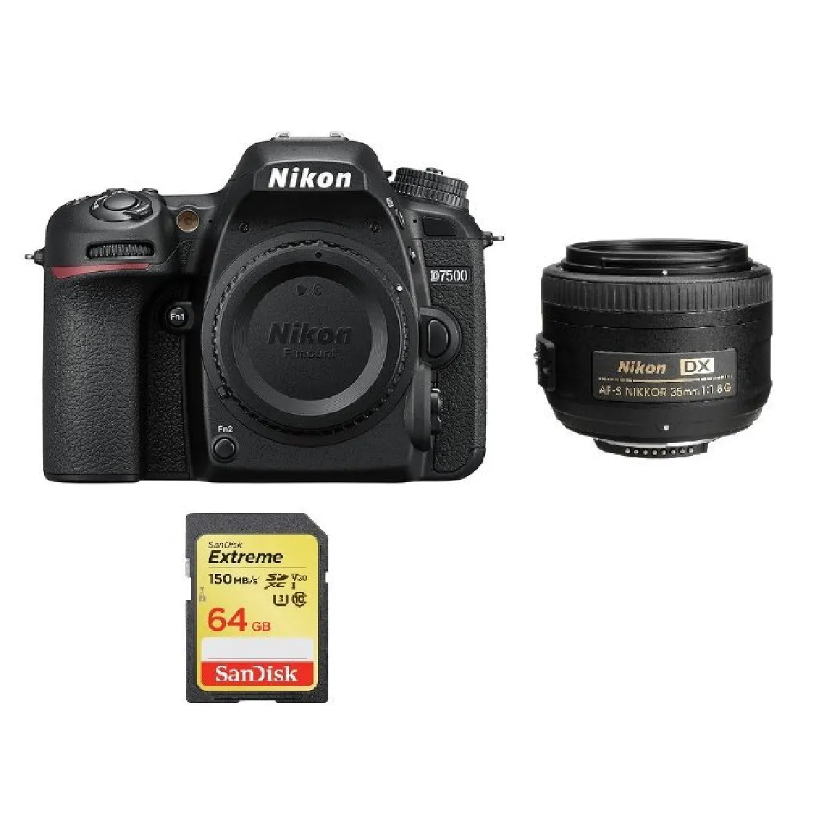 NIKON D7500 + AF-S 35MM F1.8G DX + 64GB SD card