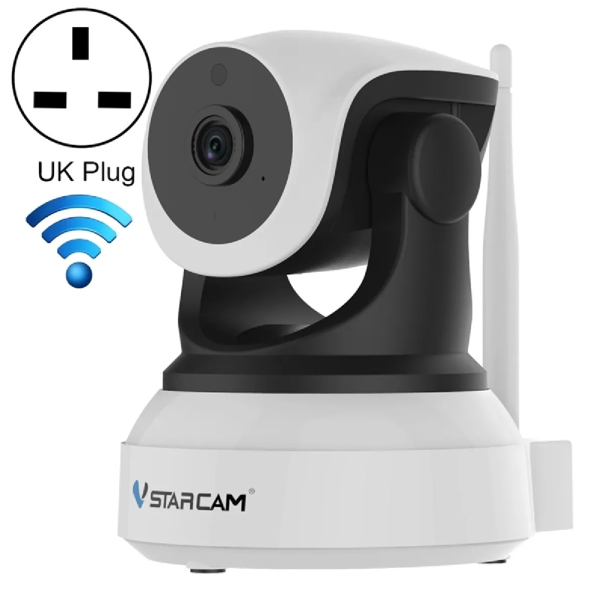 Caméra IP WiFi IP sans fil C24 720P HD 1,0 mégapixelCarte de support TF 128 Go max / Vision nocturne / Détection de mouvementPrise anglaise