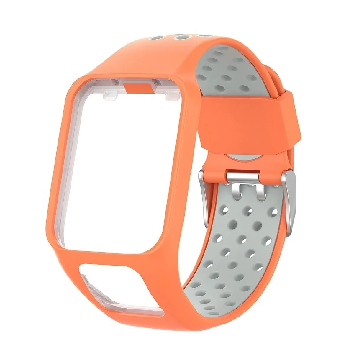 Bracelet pour montre connectée TomTom Spark Runner 2/3 Strapmodèle universelsilicone bicolore gris orange