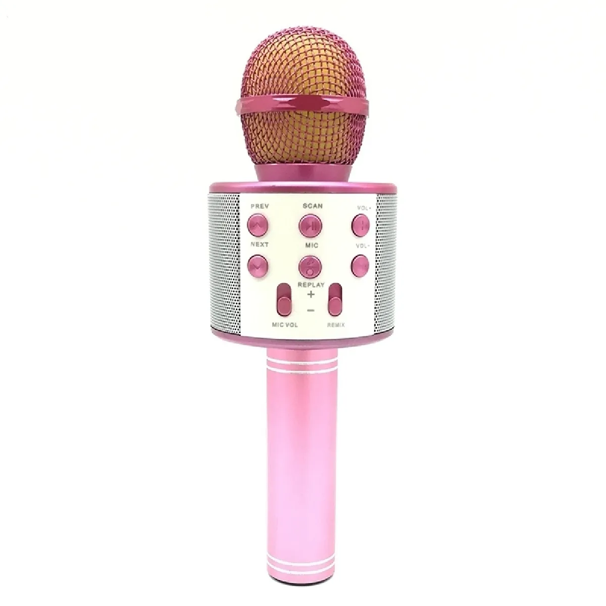 Métal Haute Qualité Sonore Portable KTV Karaoke Enregistrement Microphone Sans Fil Bluetooth, pour Ordinateur Portable, PC, Haut-Parleur, Casque, iPad, iPhone, Galaxie, Huawei, Xiaomi, LG, HTC & Autres Téléphones Intelligents Rose