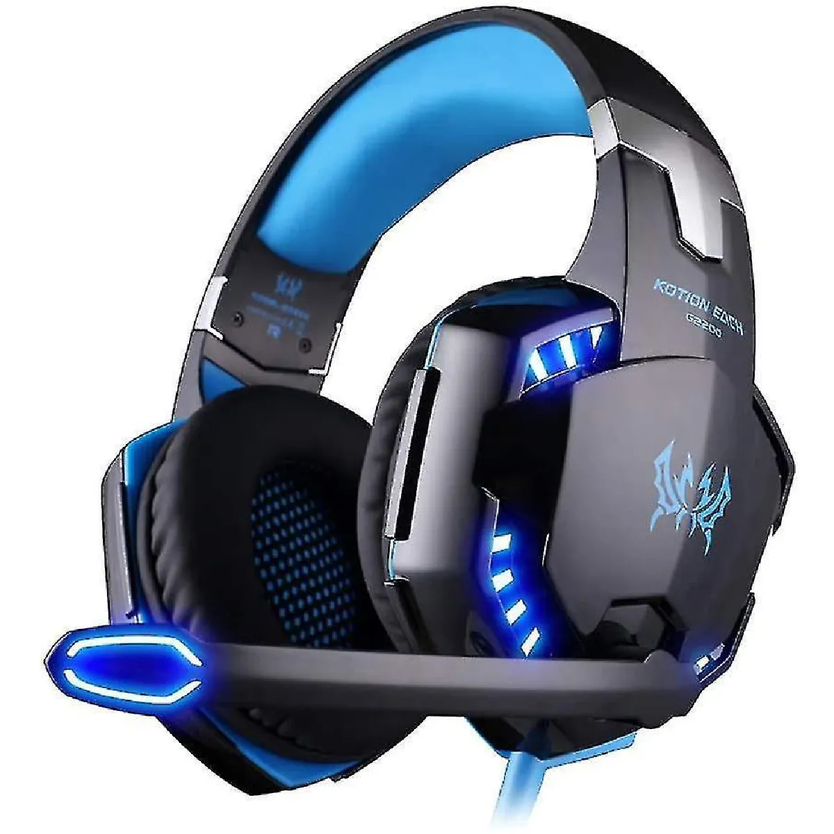 G2000 3.5mm Casque Gaming Casque MIC LED pour PC Ordinateur portable PS4 PS5 (bleu)