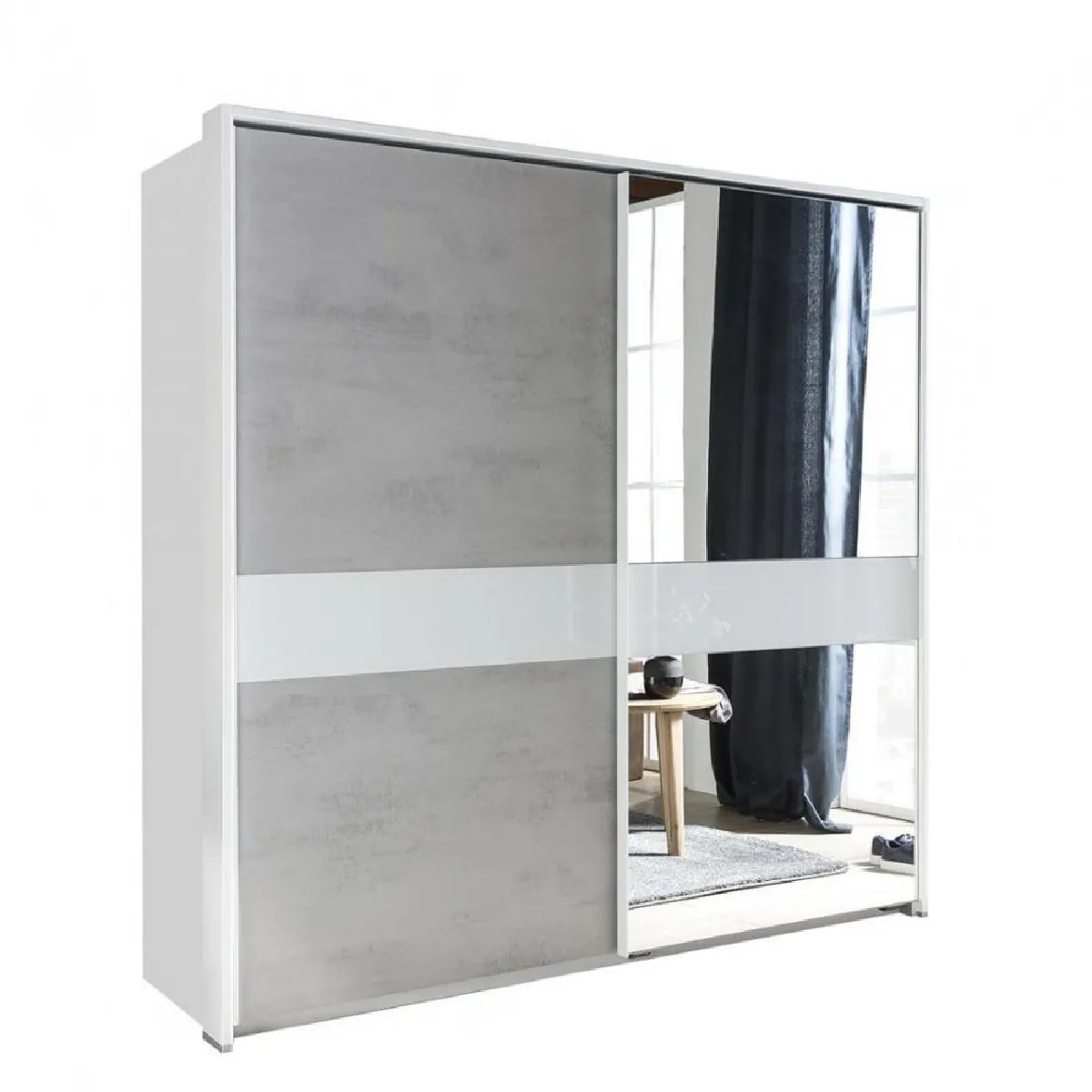 Armoire porte coulissante COMBER avec cadre de façade largeur 179 cm