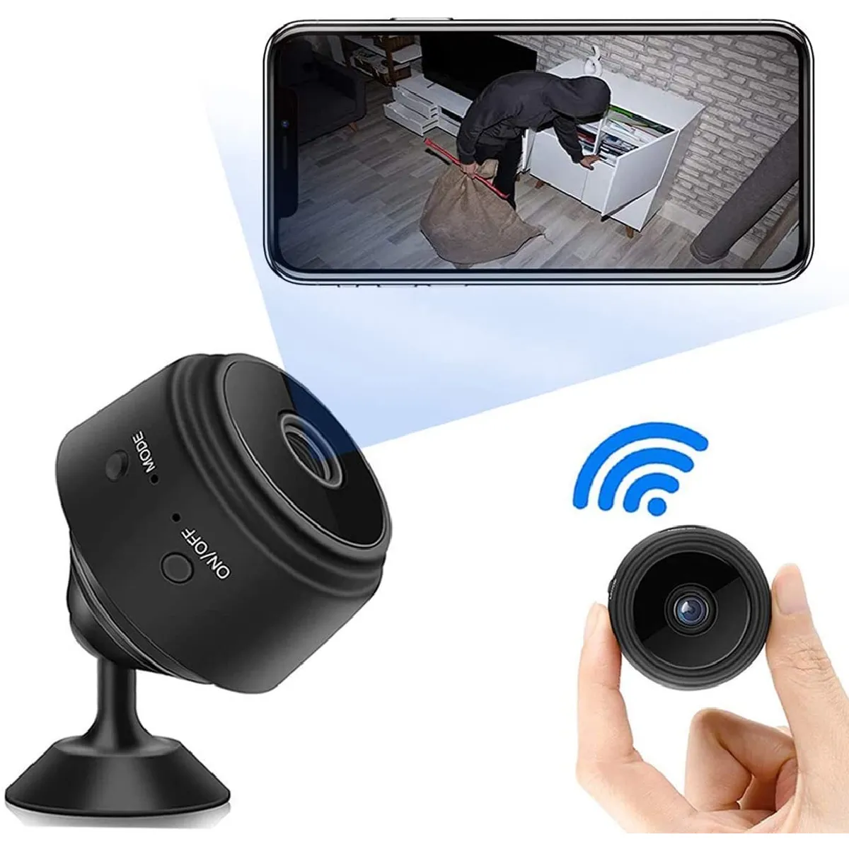 Mini Camera Cachée WiFi Petite, Full HD 4K de Surveillance de Sécurité Bébé Caméra sans Fil avec Vision Nocturne et Détection de Mouvement Micro Caméra Intérieure/Extérieure-noir