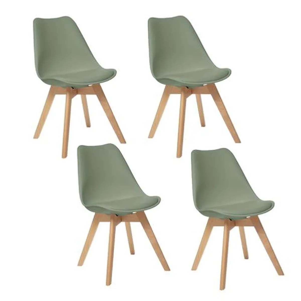 Lot de 4 Chaises design scandinave Baya - Vert