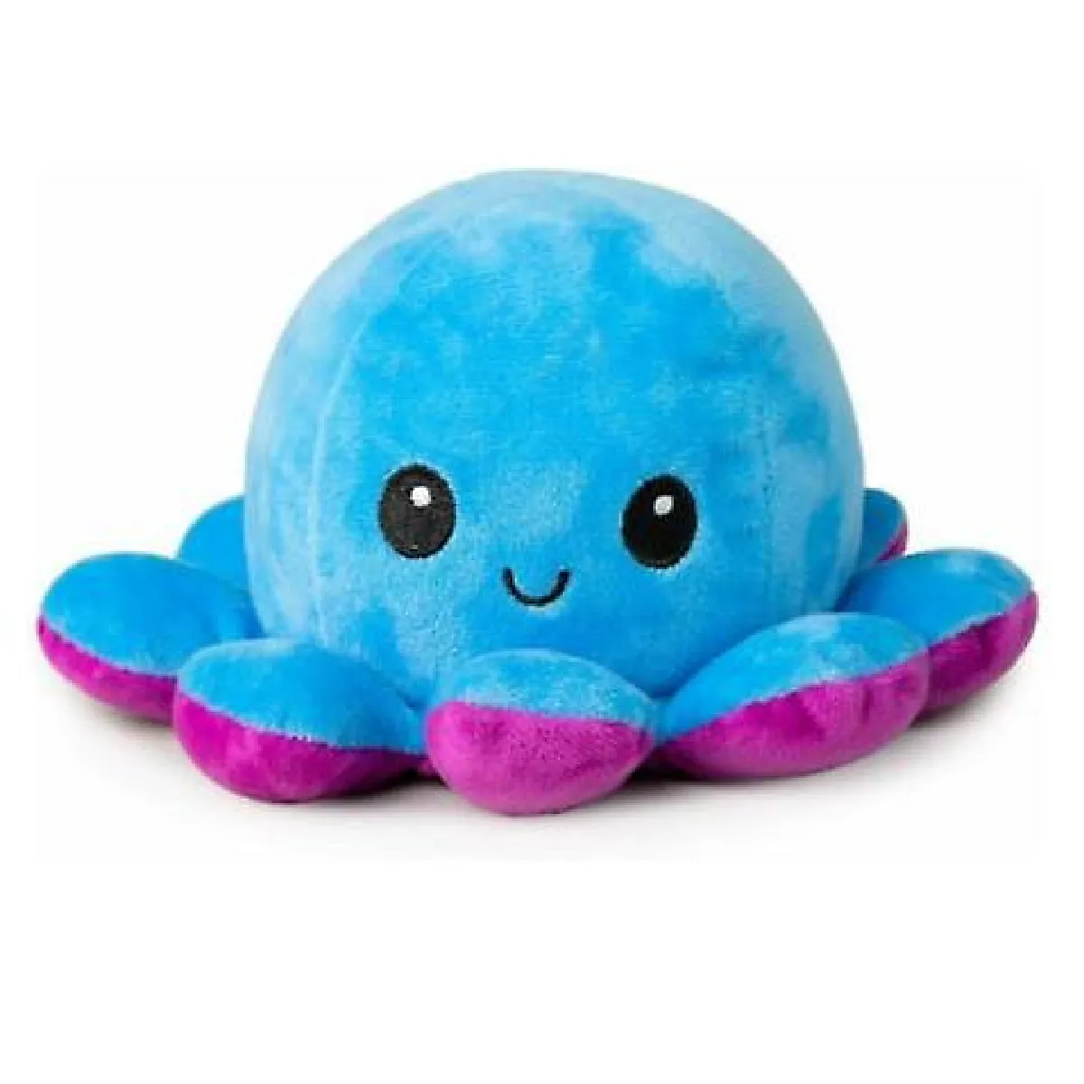 La pieuvre en peluche est réversible, mignonne, retournée, jouets doux, cadeaux, joie et tristesse (bleu et violet).