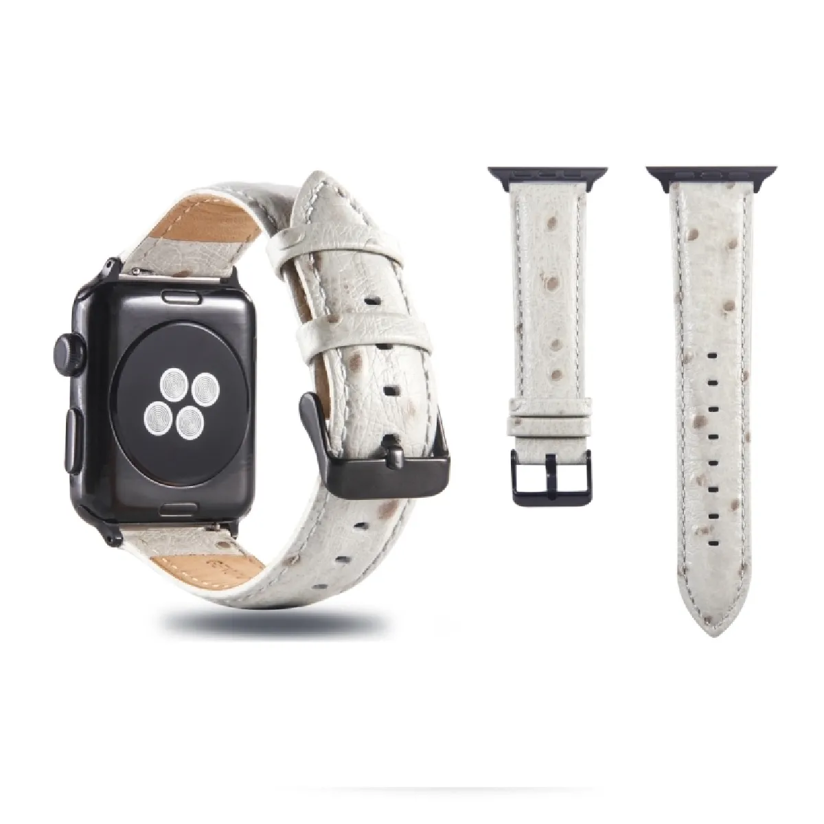 Bande de montre-bracelet en cuir véritable pour Apple Watch série 3 & 2 & 1 38mm blanc ACH-733923