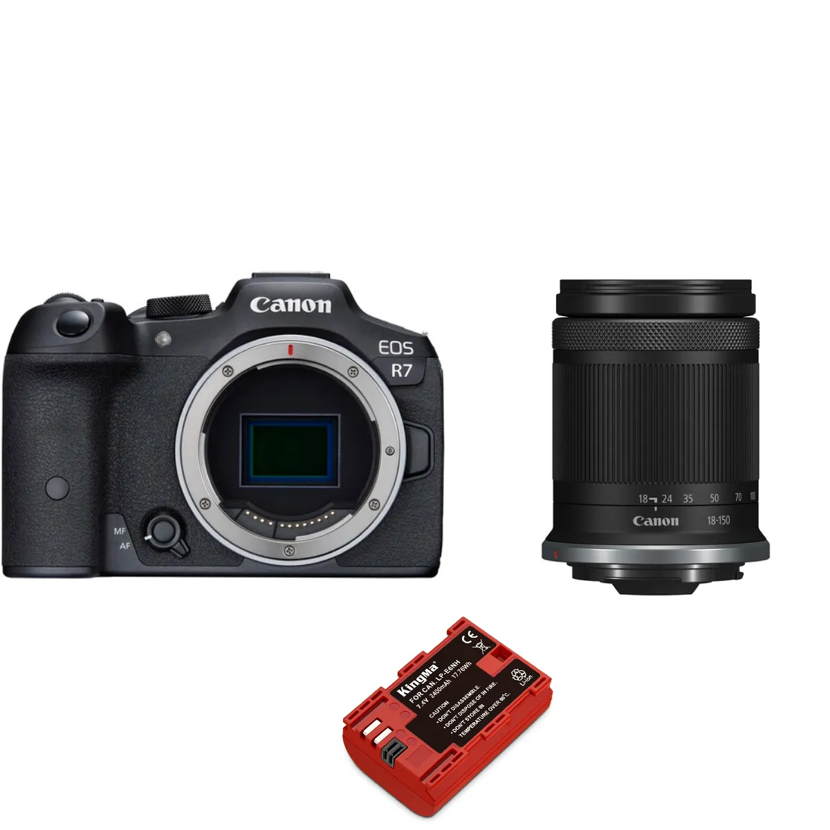 Canon EOS R7 + RF-S 18-150mm + Batterie Kingma