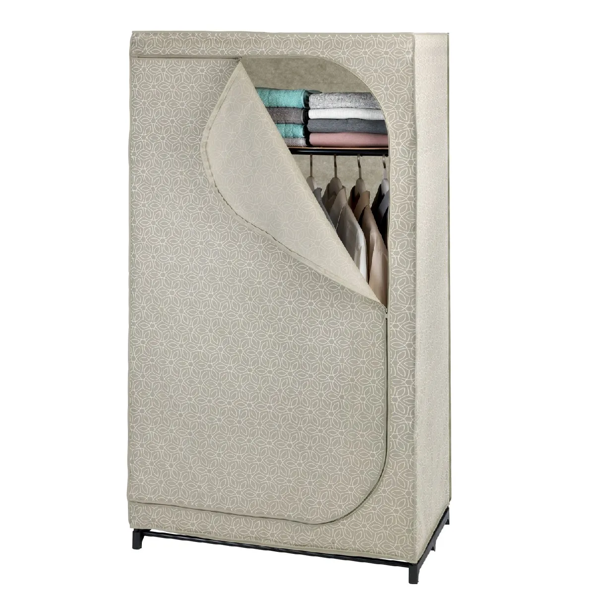 Armoire penderie tissu Balance - L. 90 x H. 160 cm - Taupe