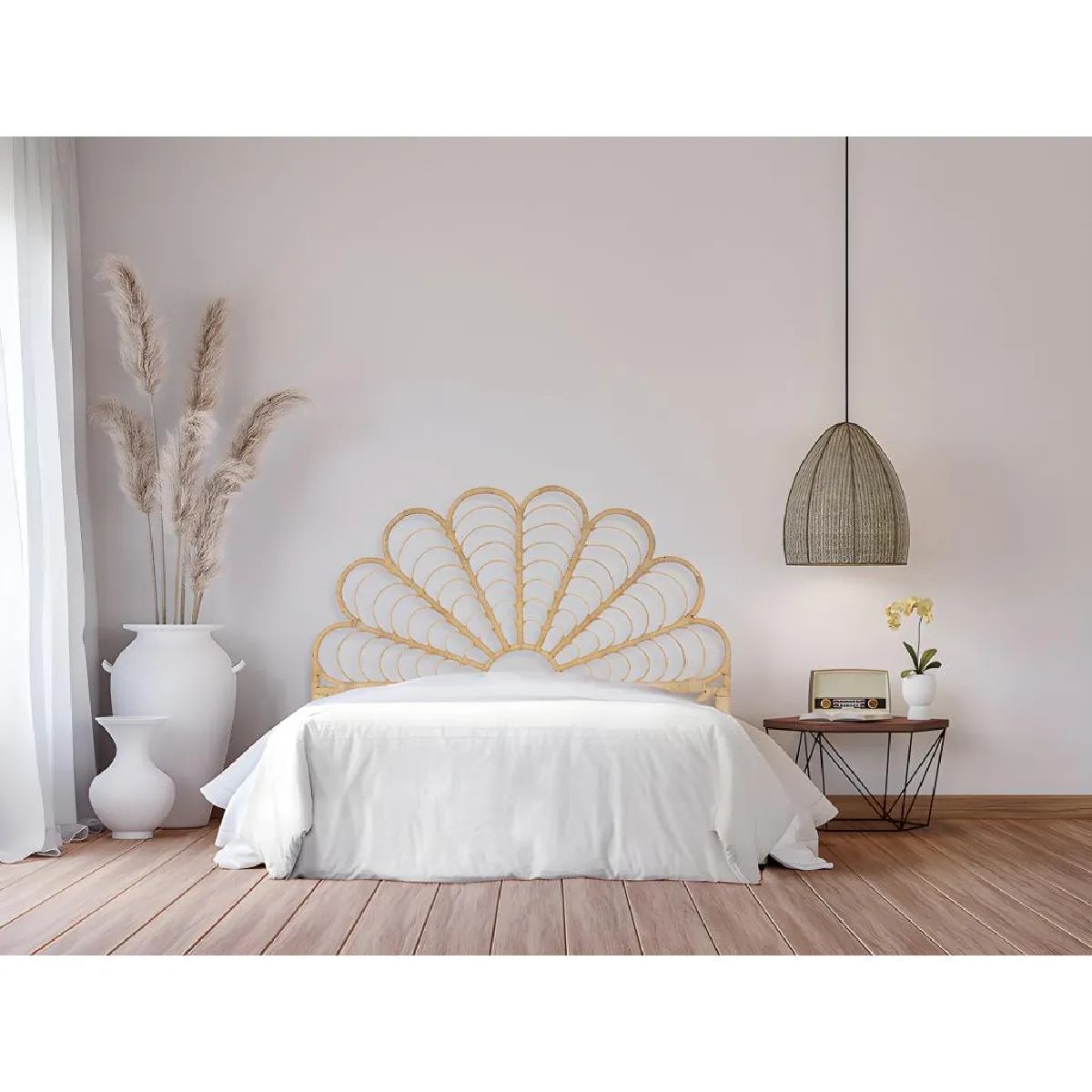 Tête de lit 140 cm - Rotin - Naturel - FLOSIA