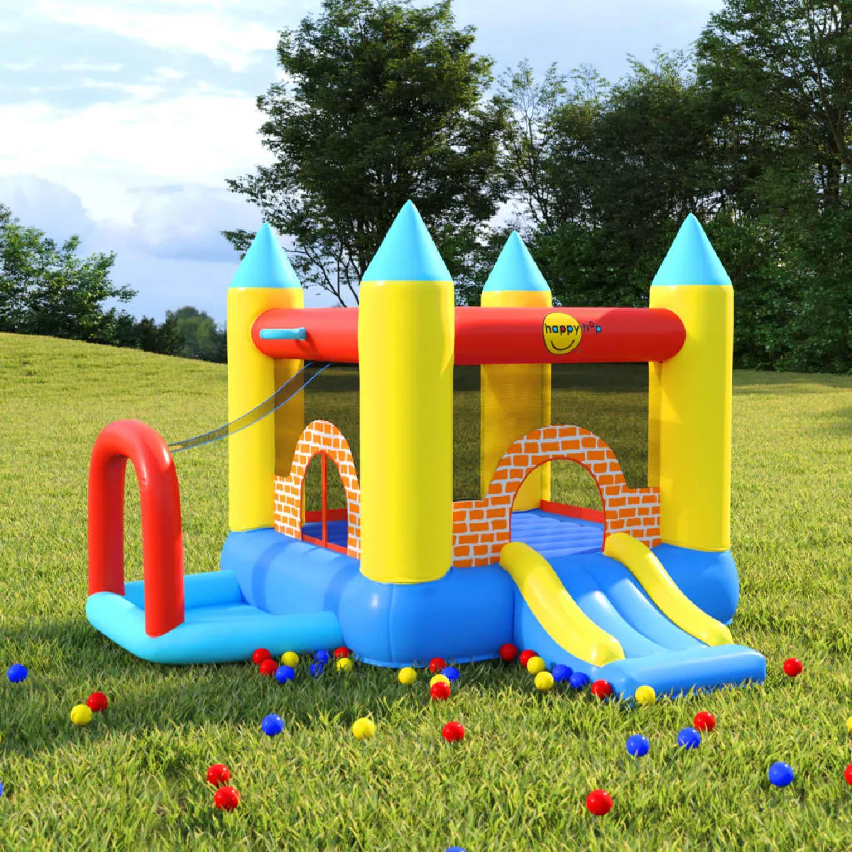 Happy Hop Château gonflable avec toboggan 300x280x202 cm PVC