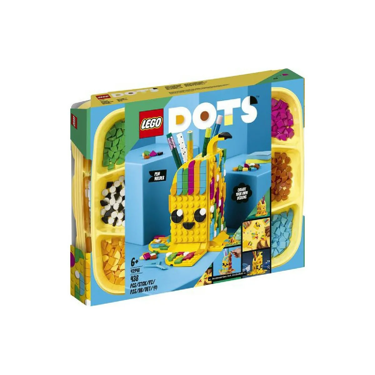 LEGO 41948 DOTS Le Porte-Crayons Banane Amusante, Jouet de Construction, Accessoires de Chambre Enfants, Loisir Créatif pour +6 Ans