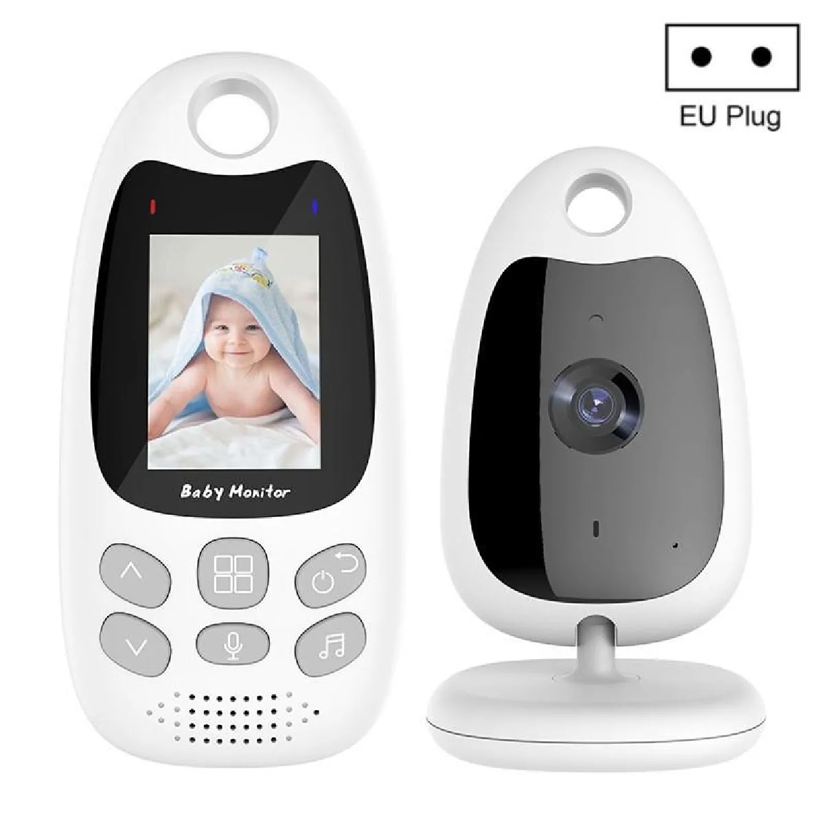 Babyphone Camera Sans Fil Vision Nocturne Audio Bidirectionnel Température 2.0 Pouces EU Plug YONIS