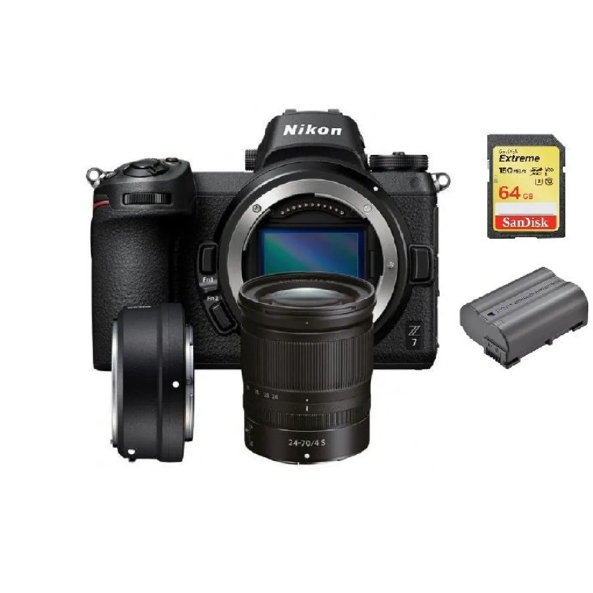 NIKON Z7 KIT NIKKOR Z 24-70mm F4 S WITH FTZ Mount Adapter + 64GB SD card + EN-EL15B Battery