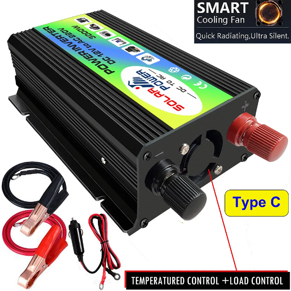 300W Camping-Car de Voiture Power Inverter DC 12V - AC 220V Convertisseur Adaptateur Transformateur de Tension, pour les Vacances, Voyages de Travail