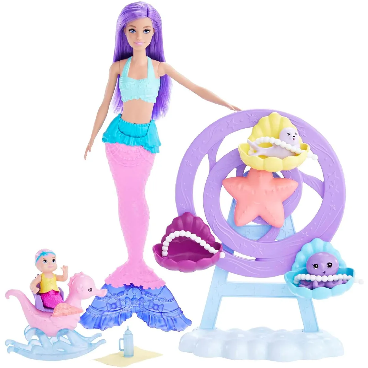 mattel-barbie-coffret-dreamtopia-babysitting-avec-poupee-sirene-et-accessoires-multicolore-0194735112173