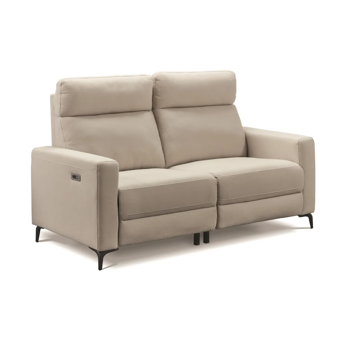 Canapé de 3 places (2 relax électriques) en tissu New Nobuck couleur Beige - Longueur 180 x Profondeur 86 x Hauteur 108 cm