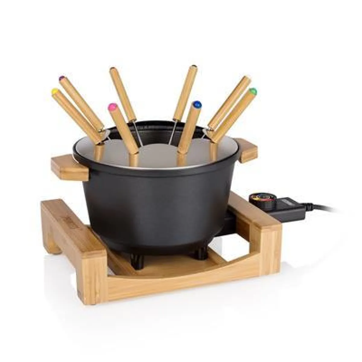 Appareil à fondue Pure avec Châssis en bambou de luxe pour 8 personnes 800W noir