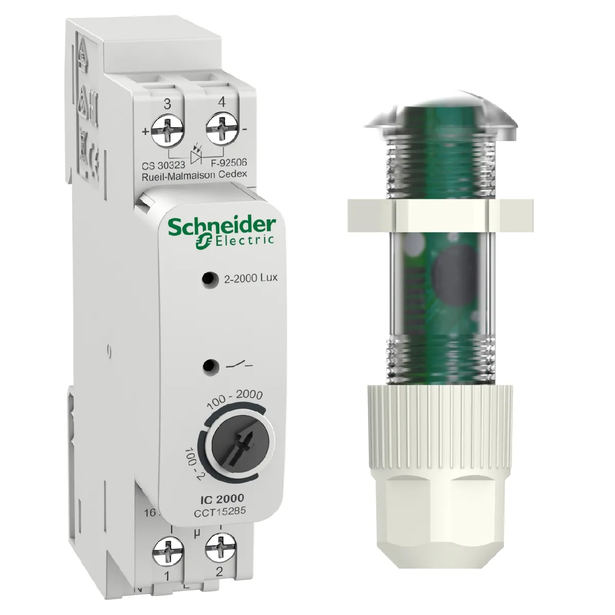 interrupteur crépusculaire - avec cellule tableau - acti9 - ic2000 - schneider electric cct15285