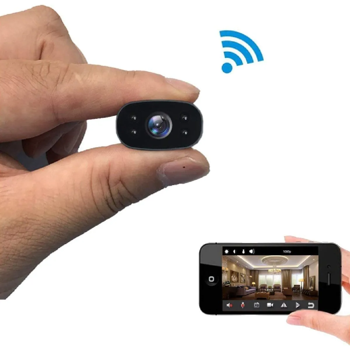 Mini Caméra Caméra Espion 1080P HD Surveillance à Distance Détection de Mouvement Enregistreur Vidéo Grand Angle Caméra de Surveillance,16G Noir