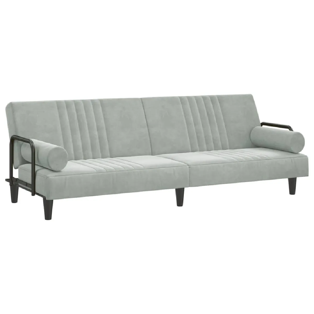 Canapé-lit convertible, Clic-Clac avec accoudoirs gris clair velours -GKD83772