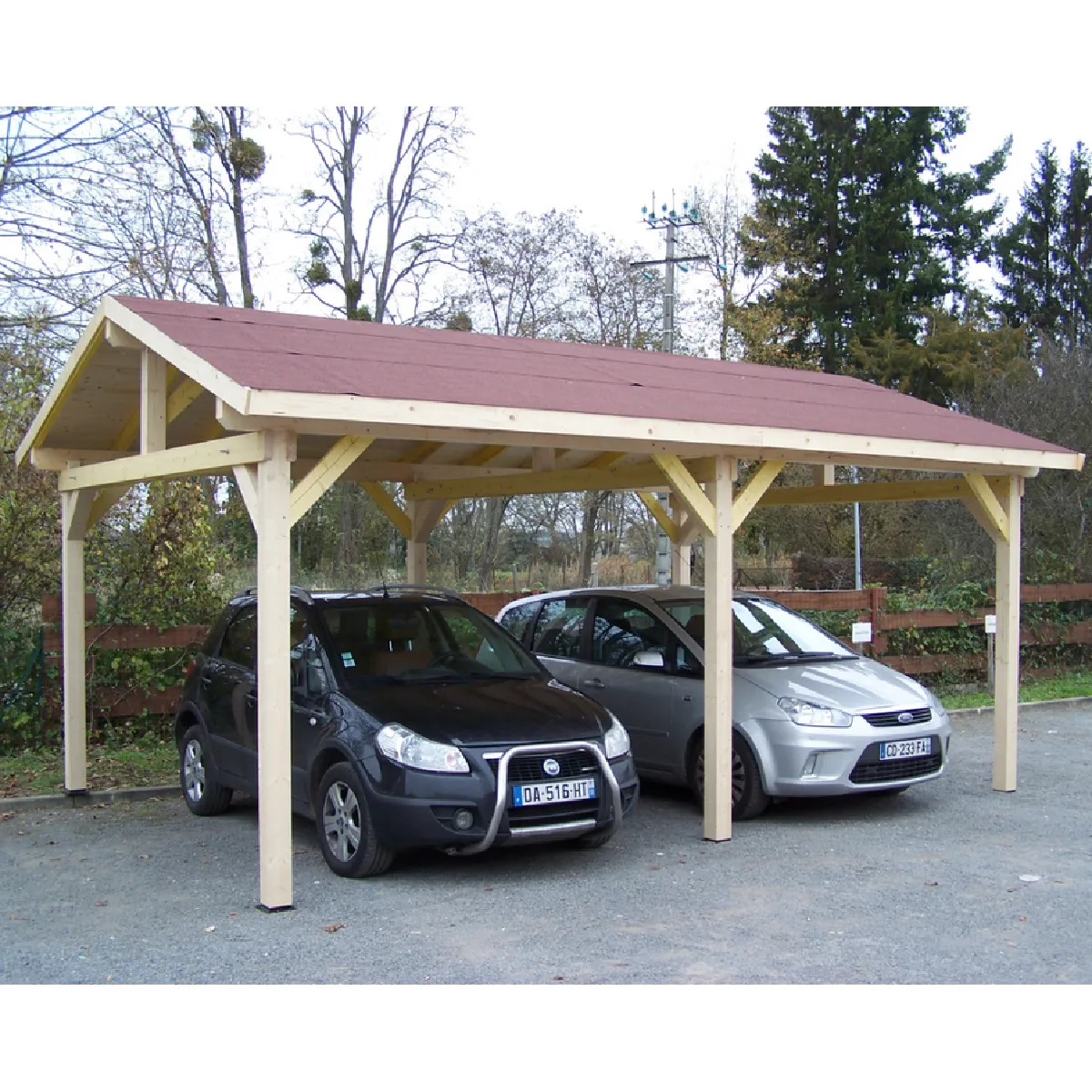 Carport double pente 22.85 m2 bois - ka 4563 bm - HABRITA