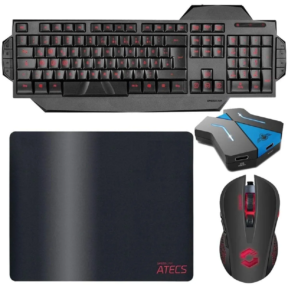 Pack Clavier Souris Tapis Gamer PRO RAPID FIRE + Convertisseur Switch, PS4, PS3 et Xbox One