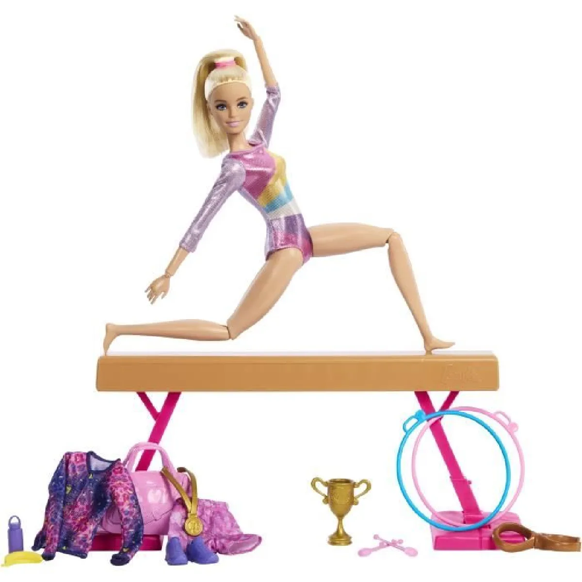 Barbie-Gymnastique-Coffret avec poupée et plus de 10 accessoires HRG52