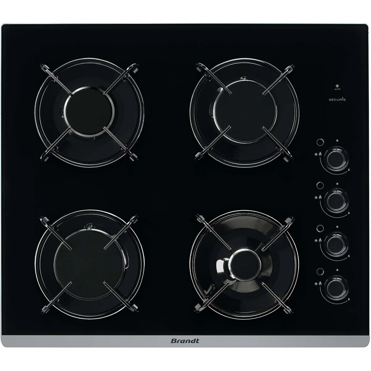 Table de cuisson à gaz 58cm 4 feux 7700w noir - bpg6413b - BRANDT