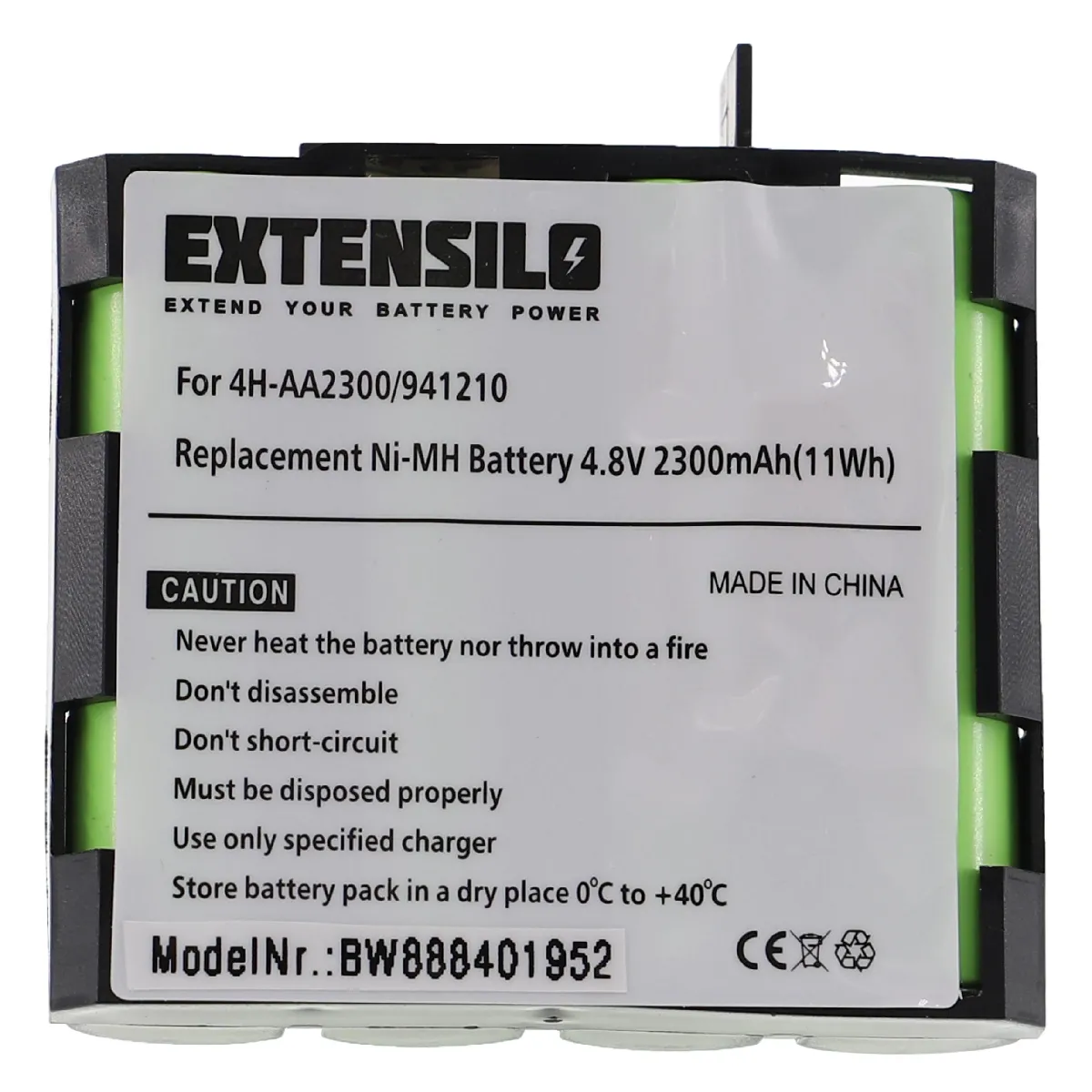 EXTENSILO Batterie remplacement pour Compex 941210, 941213, 4H-AA1500, 4H-AA2000 pour appareil médical (2300mAh, 4,8V, NiMH)