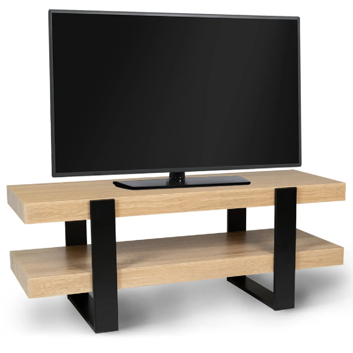 Meuble TV 114 cm double plateau PHOENIX bois et