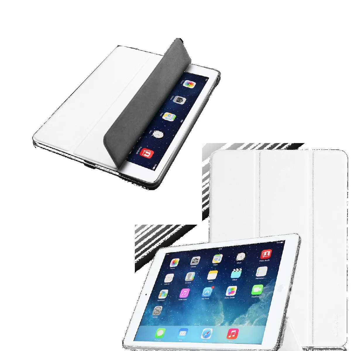 Etui Apple iPad Air 2 (iPad 6) Smartcover pliable blanc Style Cuir avec stand - Housse coque de protection