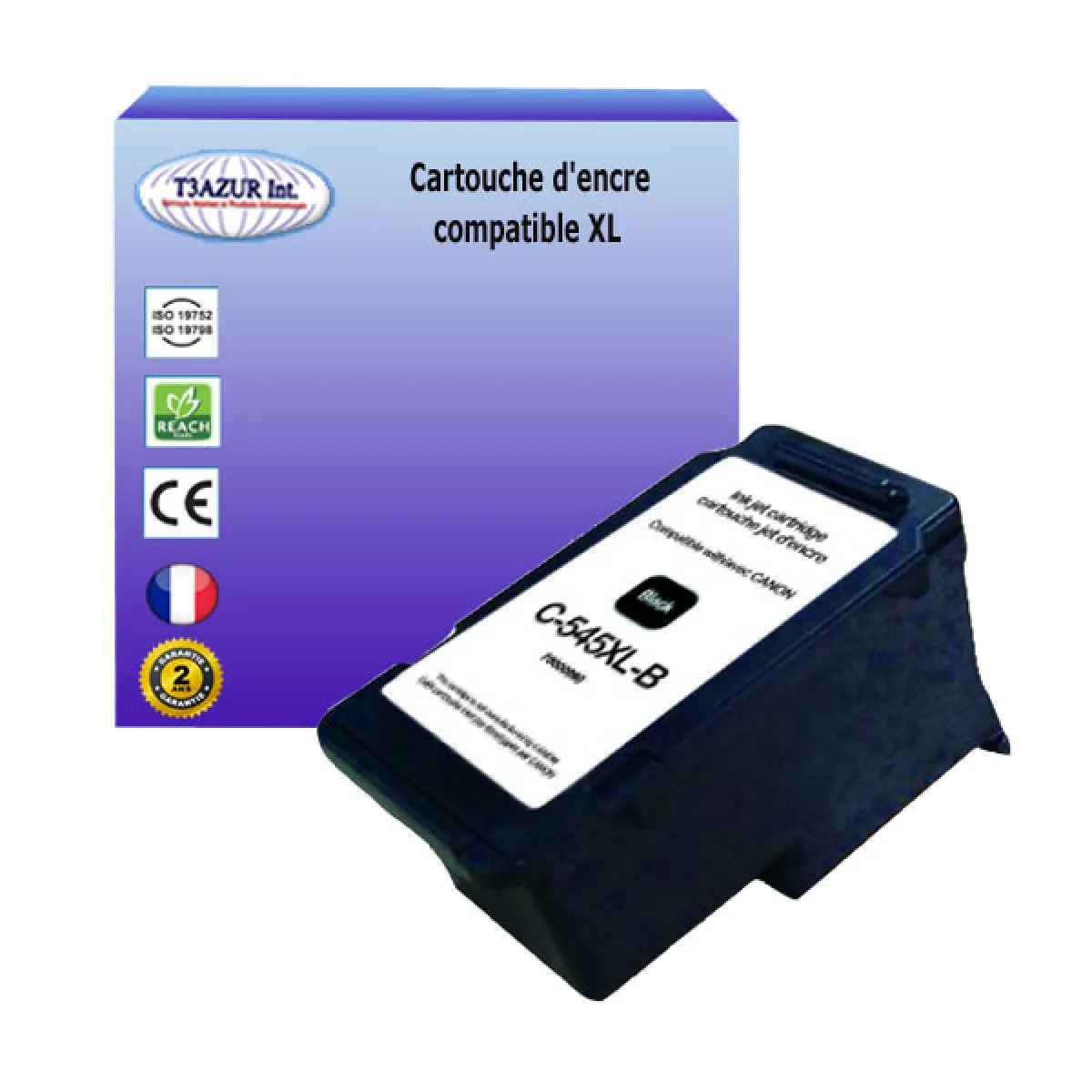 Cartouche compatible avec Canon Pixma MG2550 MG2550S MG255 remplace Canon PG545 XL Noire - T3AZUR