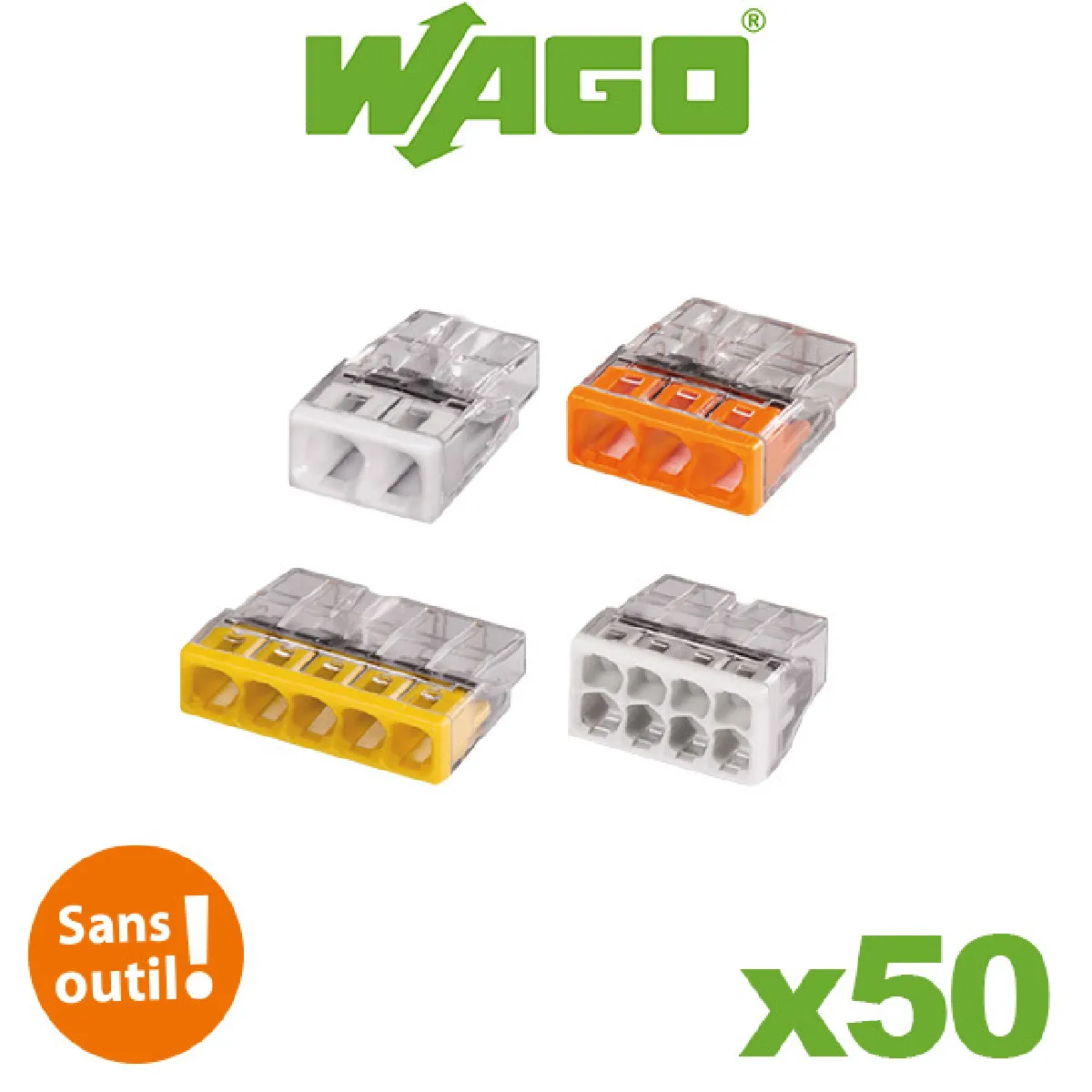 Wago - Pot panaché de 50 bornes de connexion automatique 2, 3, 5 et 8 entrées S2273