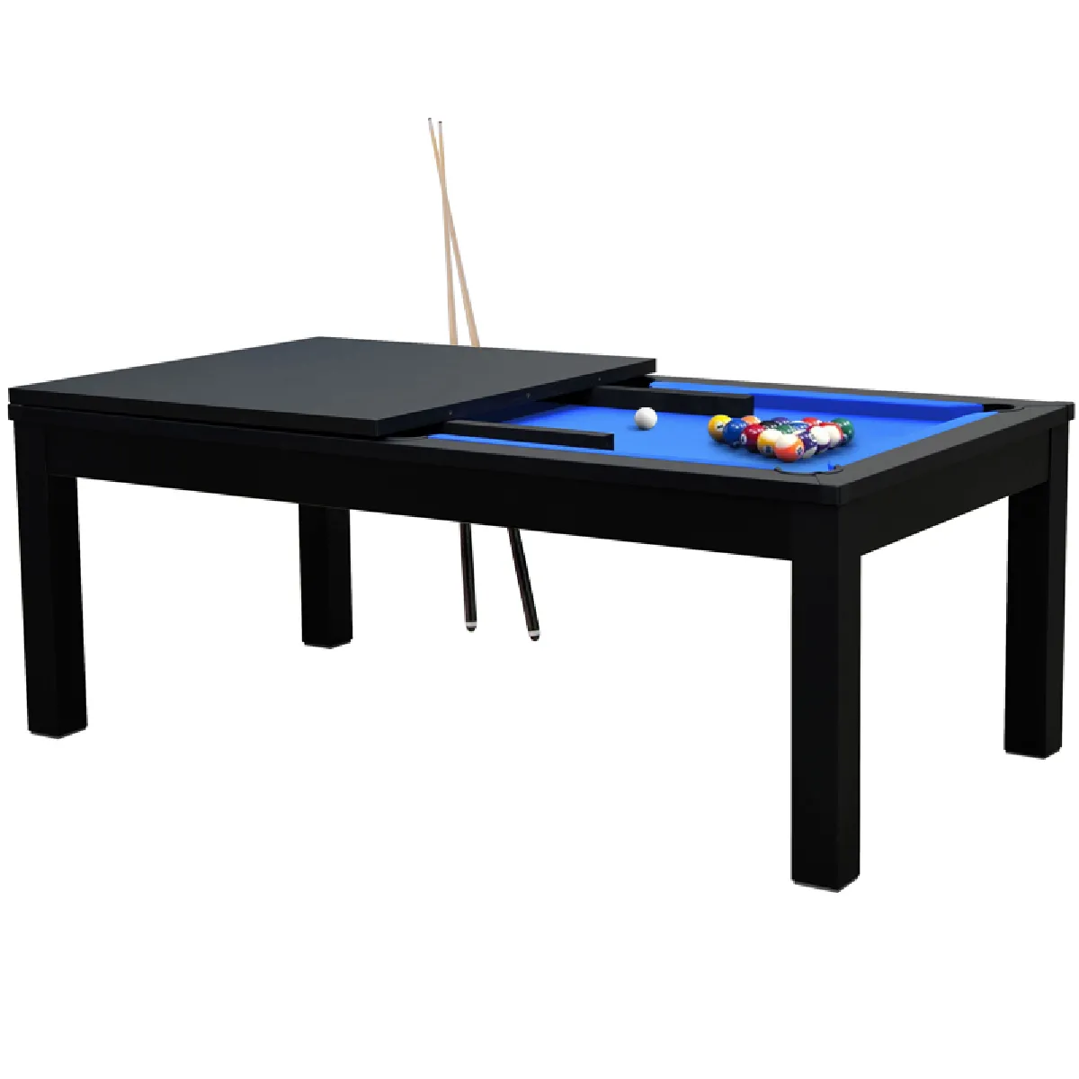 Table de Billard Eddie convertible noire tapis bleu