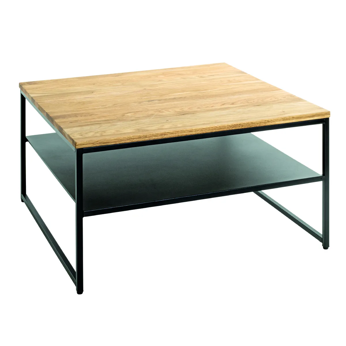 Table basse coloris noir-chêne - Longueur 70 x Profondeur 70 x Hauteur 40 cm