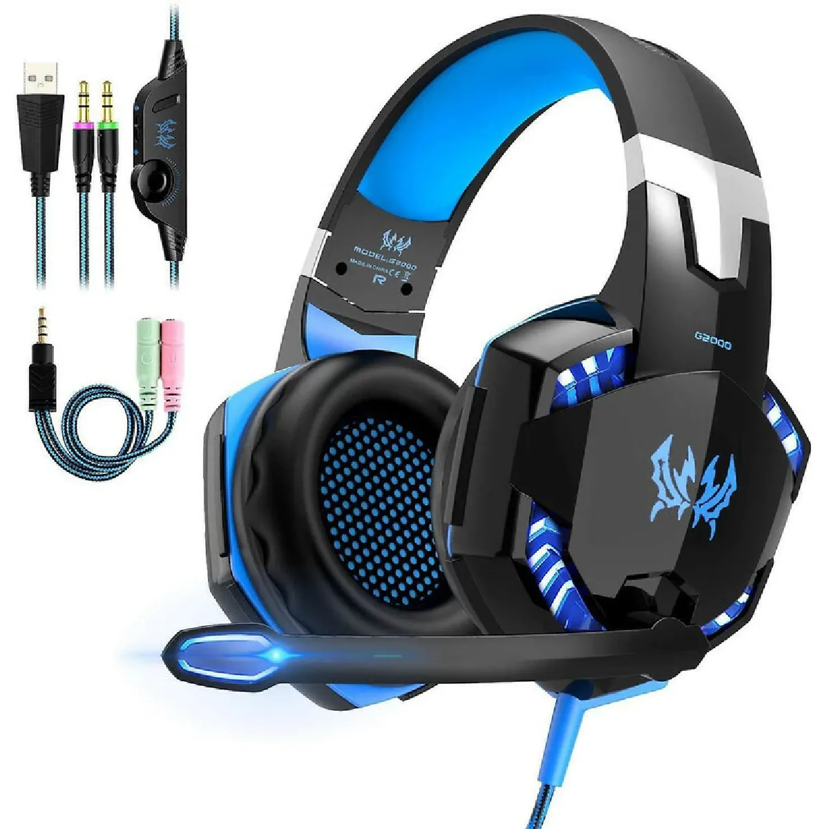 Micro Casque Gaming PS4,Casque Gamer Xbox One avec Micro Anti Bruit LED Lampe Audio Stéréo Basse avec Micro 3.5mm Jack pour PS4/ Xbox One/PC/Mac/Nintendo Switch/Ordinateur/Tablette/Smartephone(noir)