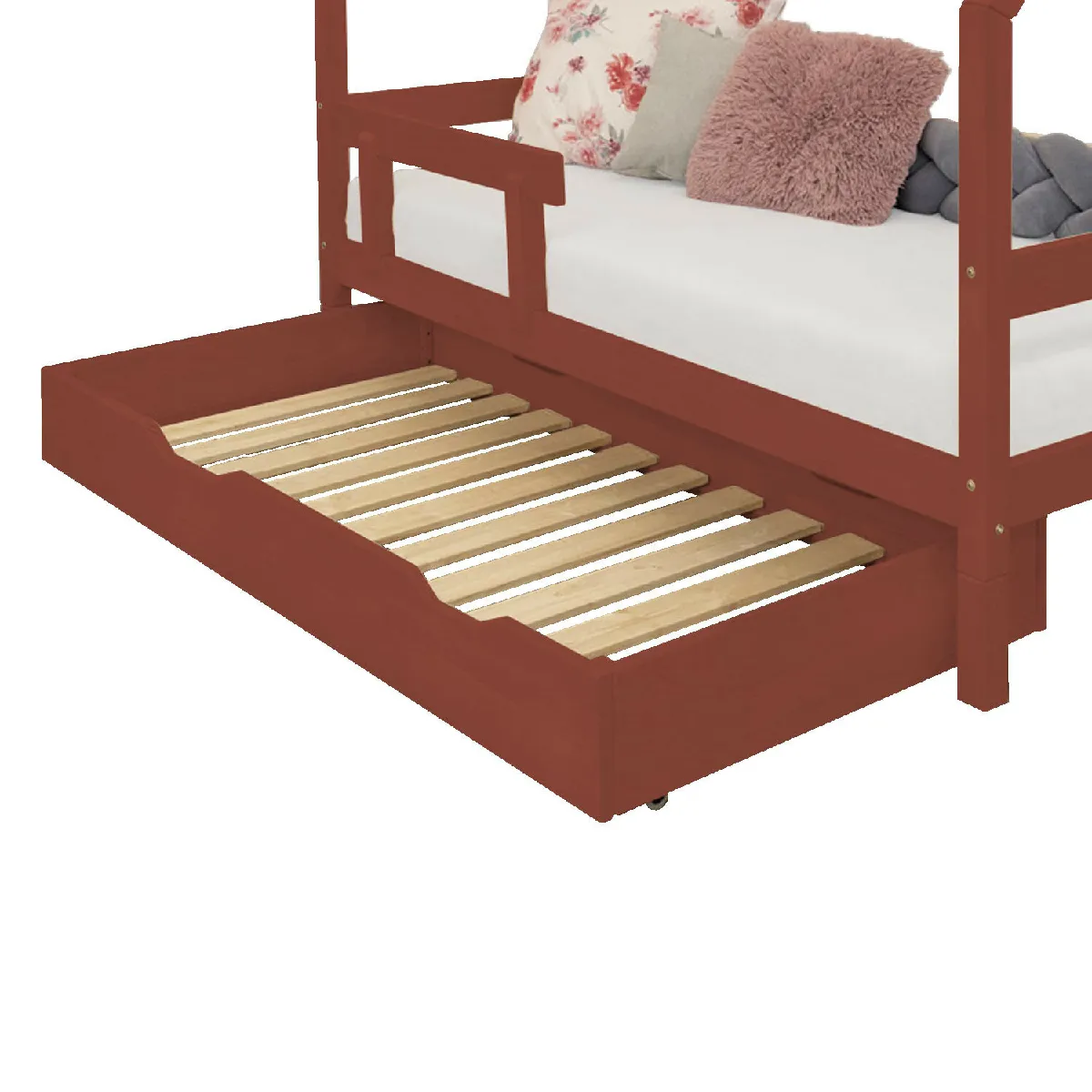 Tiroir de lit 120 x 190 avec sommier BUDDY - rouge brique