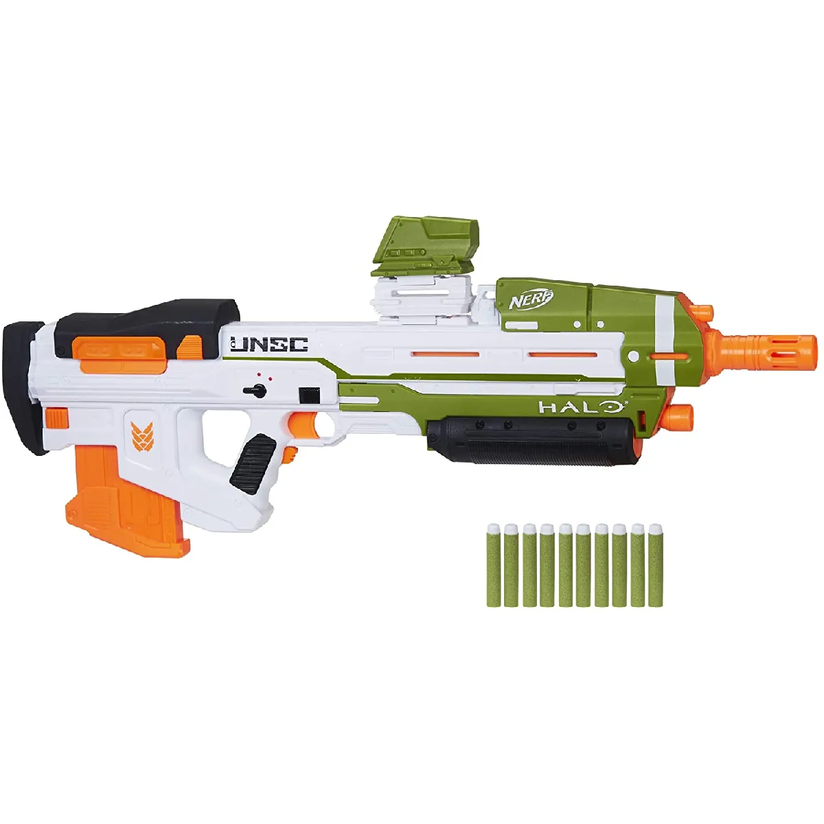 pistolet et flechettes Nerf Elite Officielles vert orange blanc