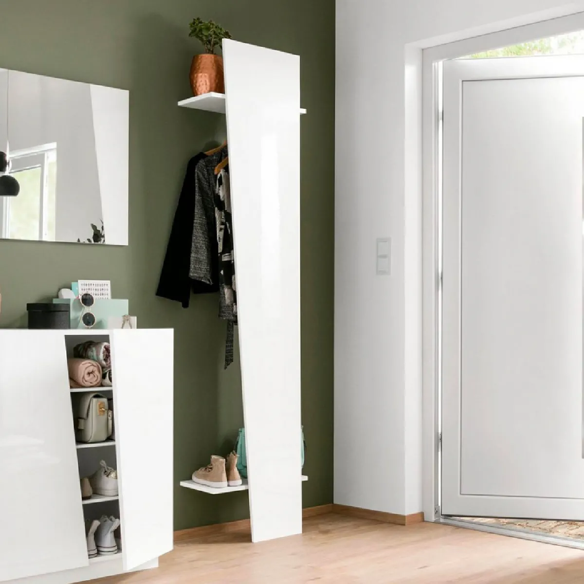 Armoire Panneau Porte-Manteau Ouvert Entrée Chambre Blanc Vega Hang