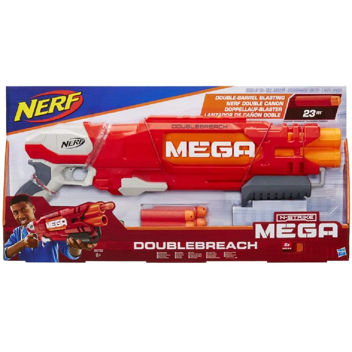 pistolet mega Double Breach et Flechettes Mega Officielles rouge