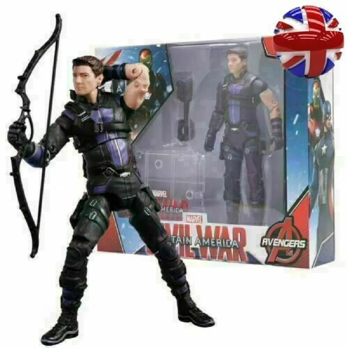 Marvel Avengers Captain USA: Civil War - Hawkeye Super Hero Action Personnage Jouet(Le noir)