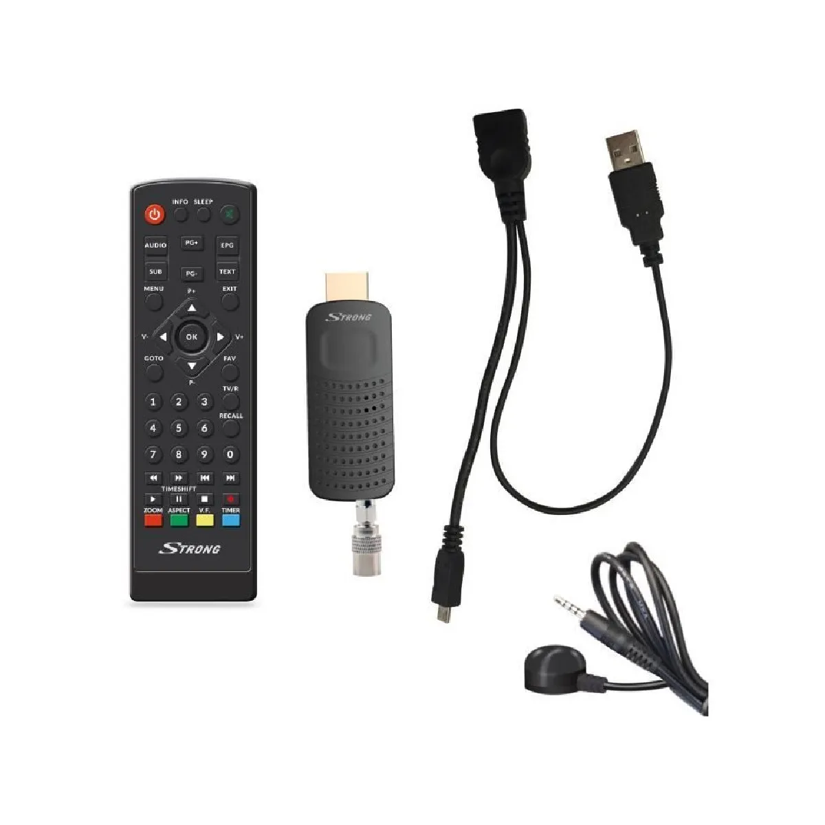 STRONG SRT82 Décodeur stick HDMI TNT Full HD -DVB-T2 - Compatible HEVC265 - Récepteur/Tuner TV avec fonction enregistreur (HD...