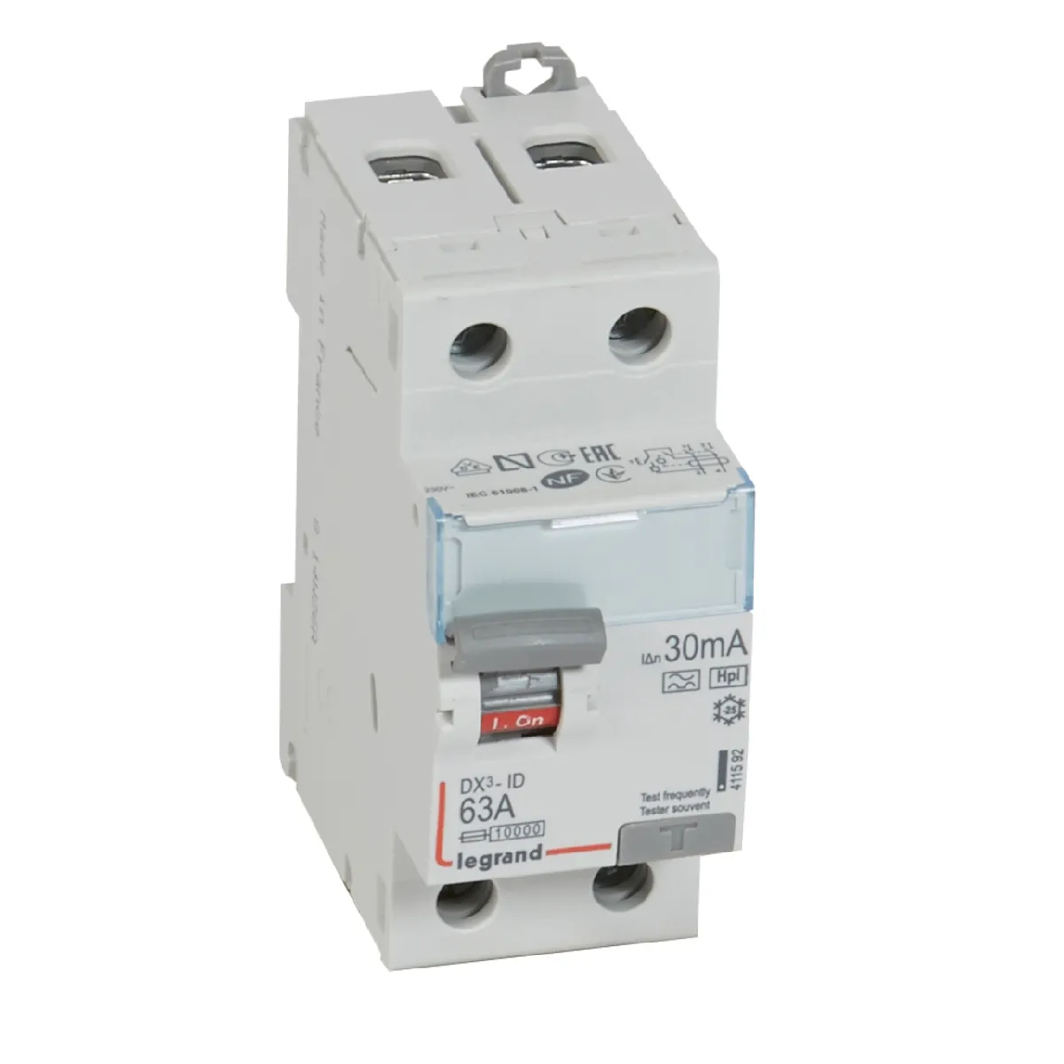 interrupteur différentiel legrand dx3 63a 30ma 2 poles type hpi - vis / vis