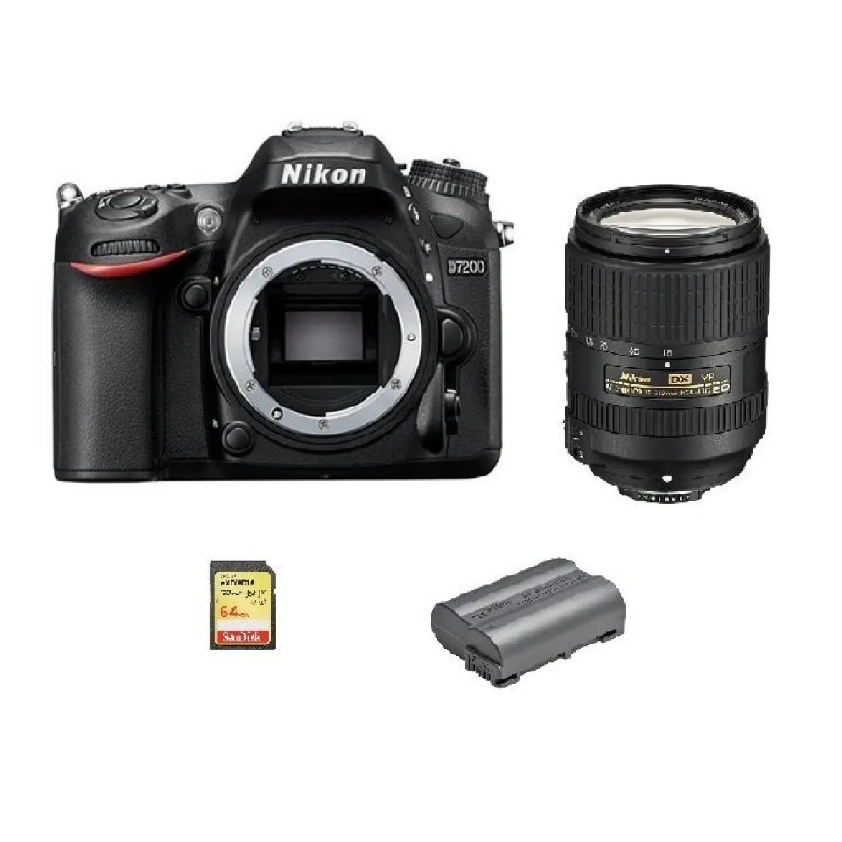 NIKON D7200 + AF-S 18-300MM F3.5-6.3G ED VR DX + 64GB SD card + EN-EL15B Battery