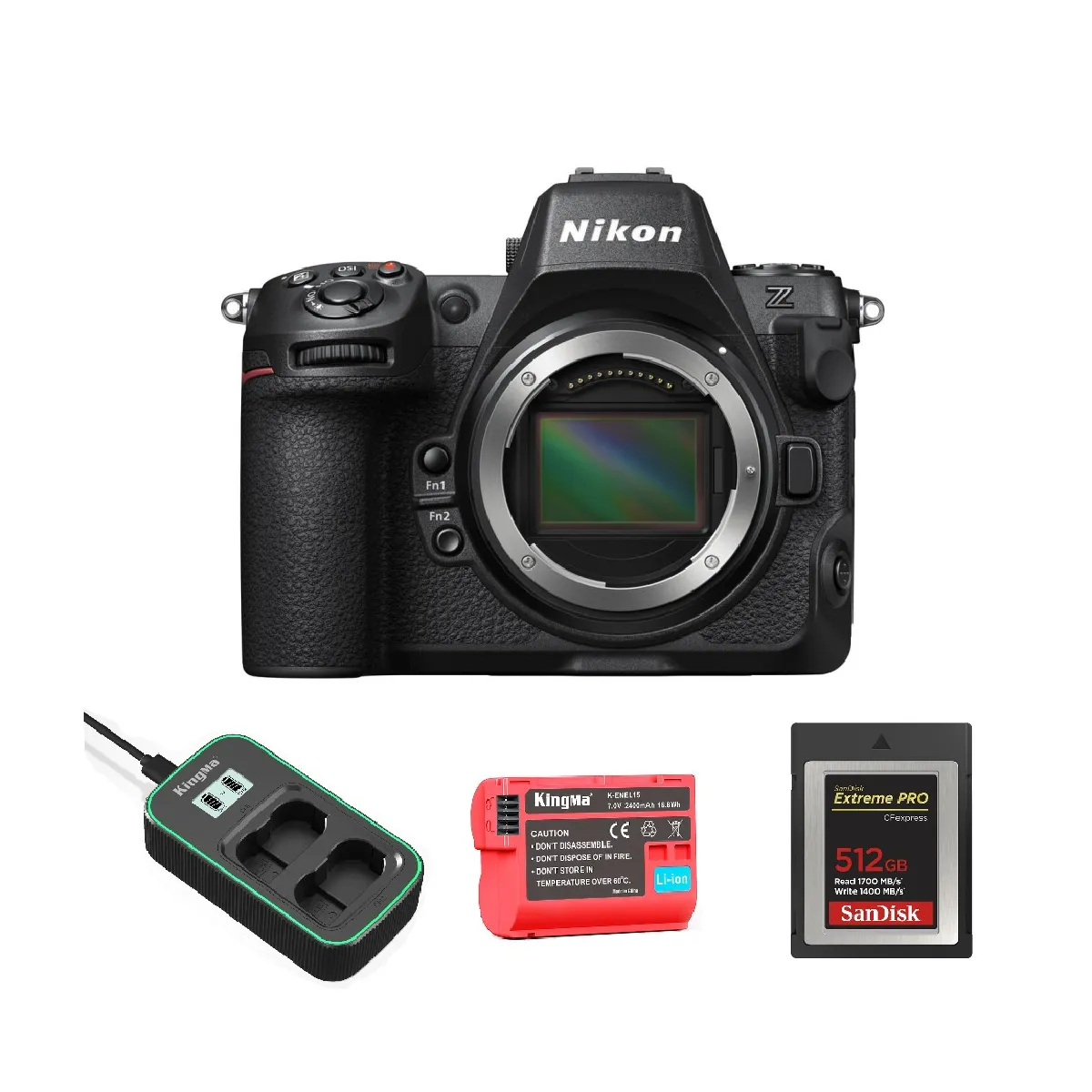 Nikon Z8 Camera + Kingma battery Charger kit + SanDisk 512GB CF CFexpress Type B Memory Card